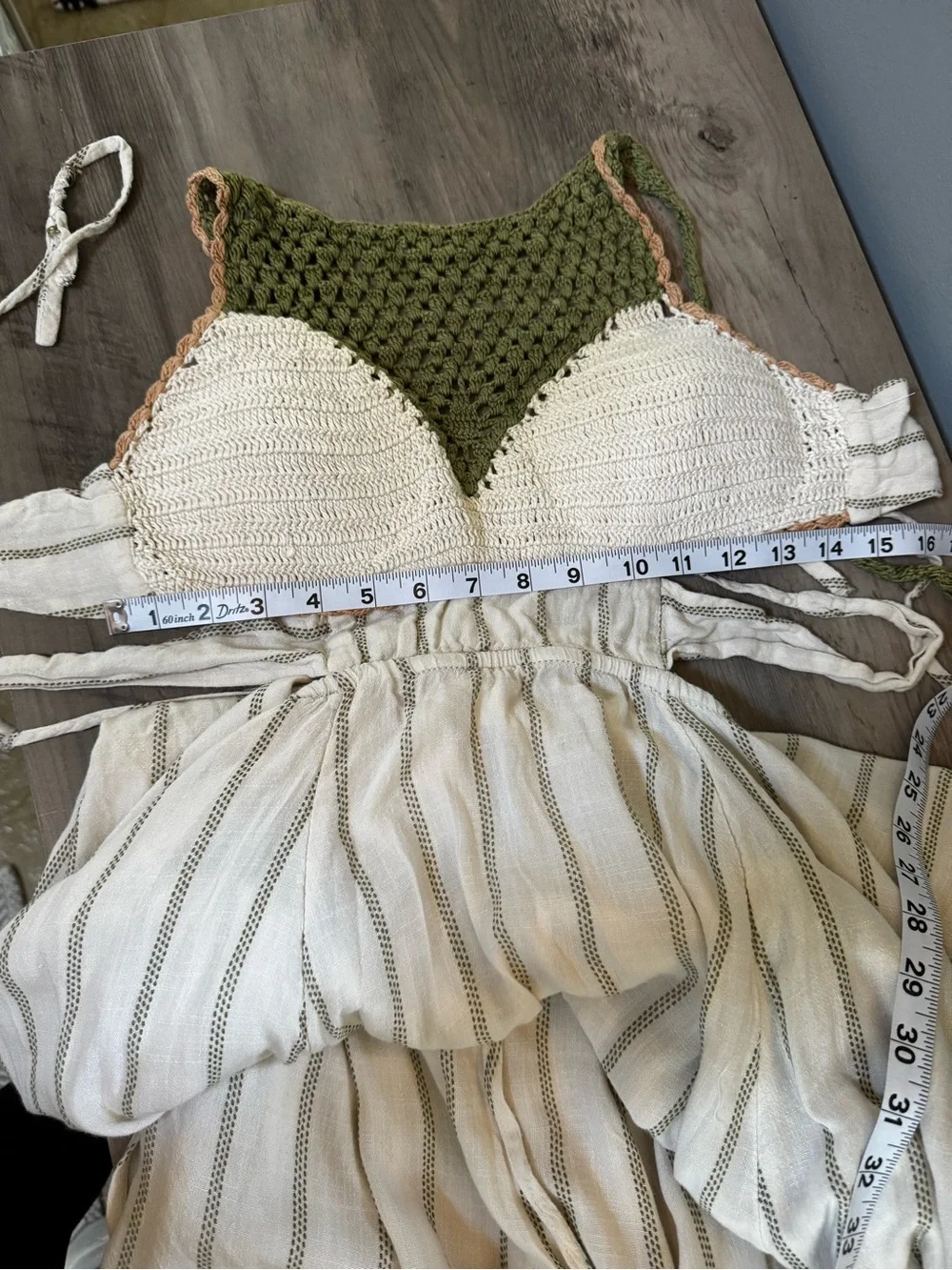 Free People Cream Maxi Dress with Olive Bodice